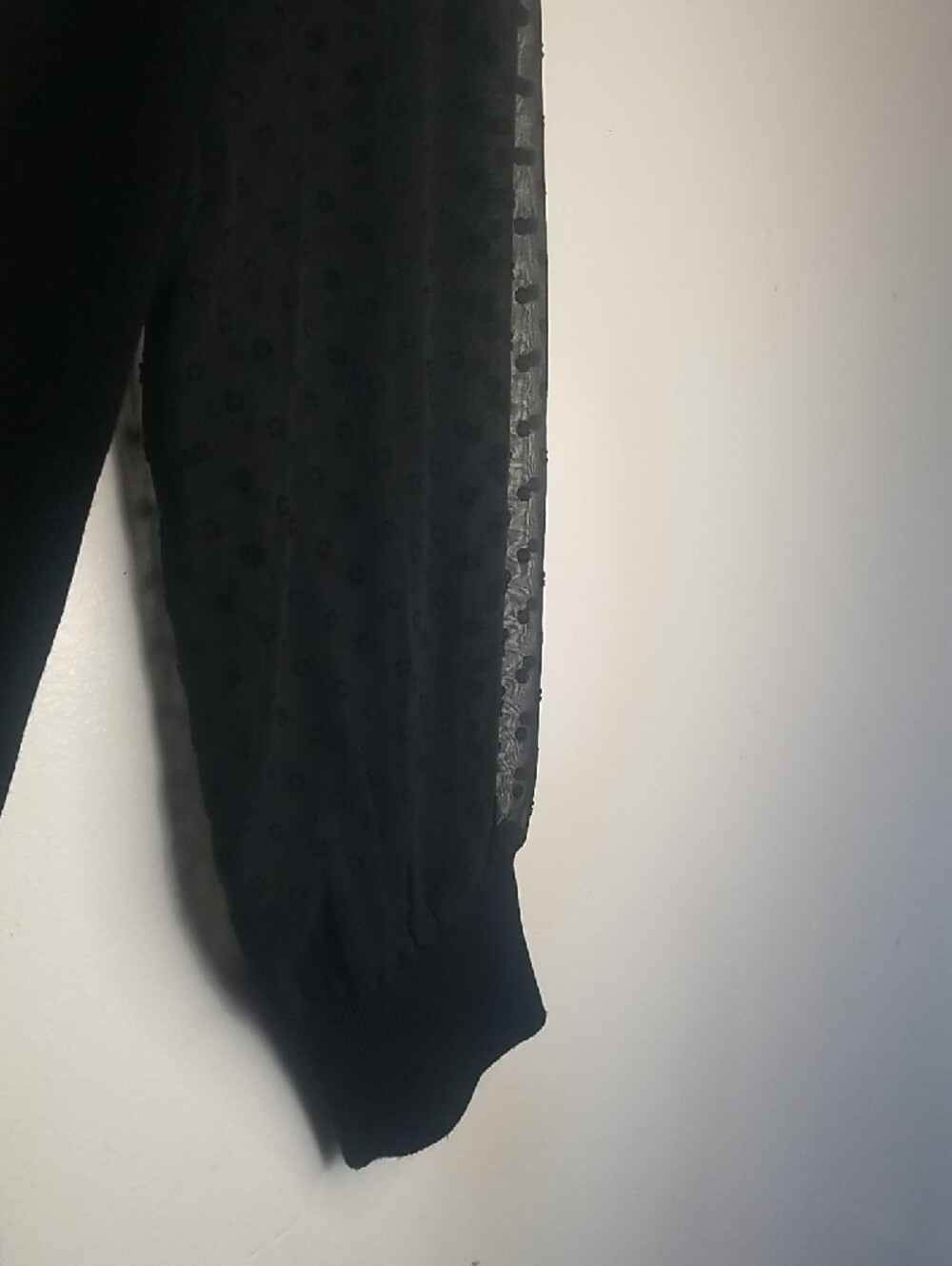 Adrianna Papell Black Crewneck Sweater with Sheer Dot Sleeves - Picture 4 of 12